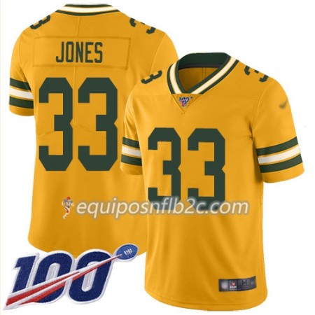 Camiseta Hombre NFL Green Bay Packers Aaron Jones 33 Nike Gold 100th